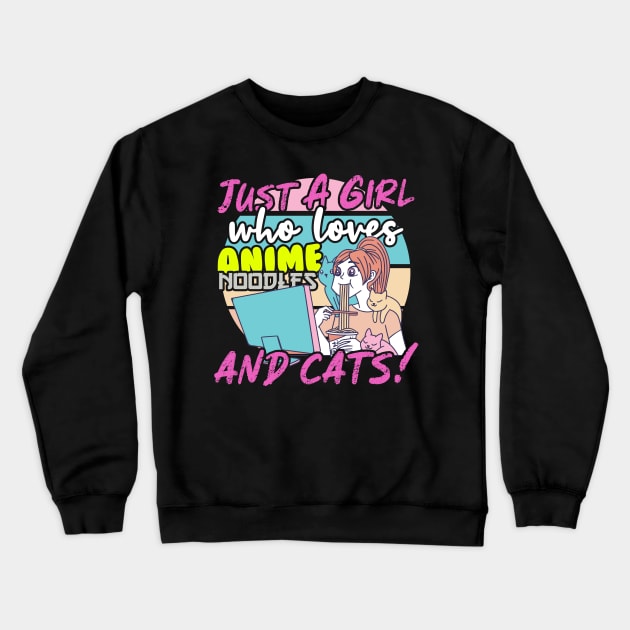 Anime & Cats Crewneck Sweatshirt by thingsandthings